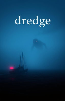 A small ship sailing at night in the open ocean surrounded by thick fog