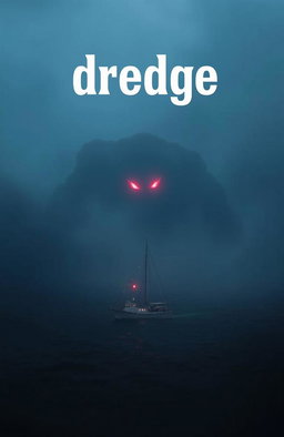 A small ship sailing at night in the open ocean surrounded by thick fog