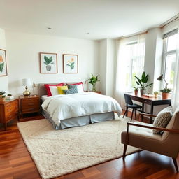 A beautifully decorated room with a cozy atmosphere