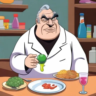 In the cartoon, the villain tries to commit adulteration by mixing harmful substances into the food.