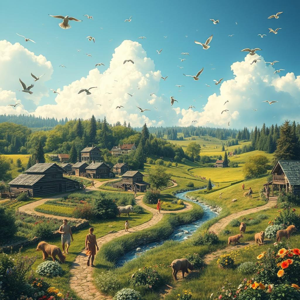 An imaginative depiction of a world without science and technology