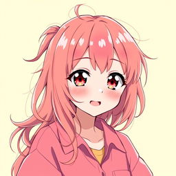 A vibrant and cheerful moe anime girl with a unique weed hairline on the side of her head, reminiscent of Mahiro from 'Onimai' and Konata from 'Lucky Star'