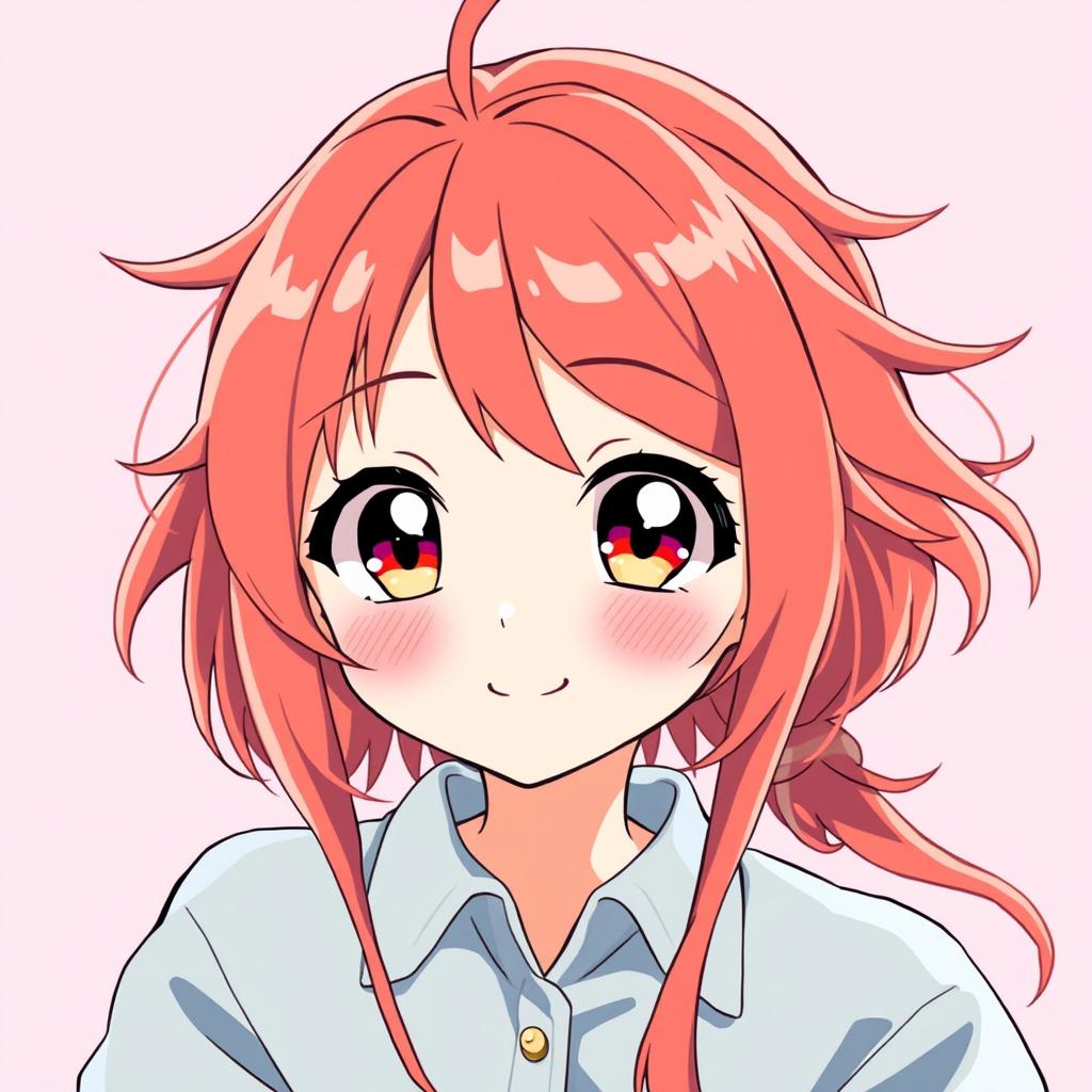 A vibrant and cheerful moe anime girl with a unique weed hairline on the side of her head, reminiscent of Mahiro from 'Onimai' and Konata from 'Lucky Star'