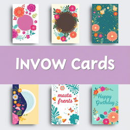 A collection of innovative designs for a greeting card, featuring vibrant colors and intricate patterns