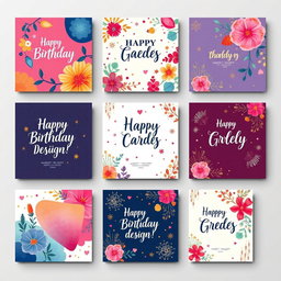 A collection of innovative designs for a greeting card, featuring vibrant colors and intricate patterns