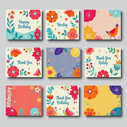 A collection of innovative designs for a greeting card, featuring vibrant colors and intricate patterns