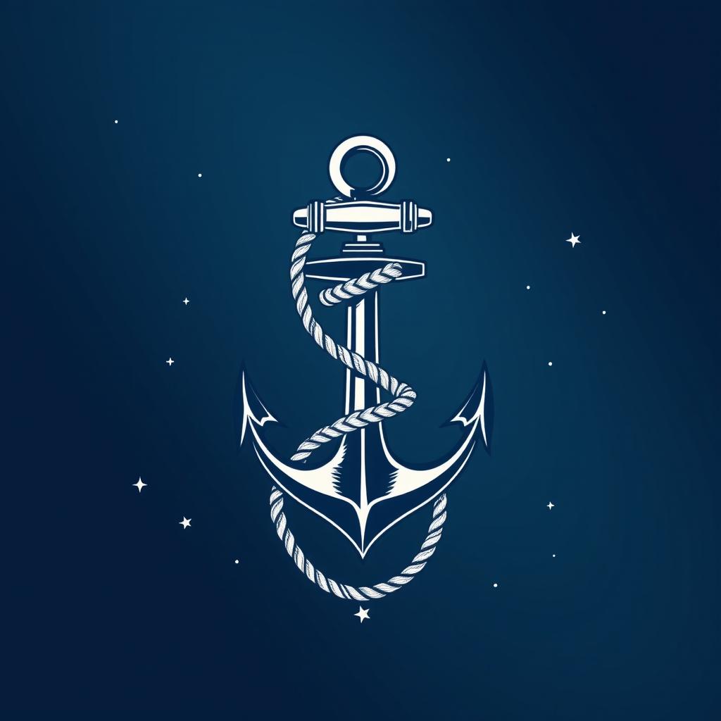 A captivating design featuring a classic sea anchor as the central focus, including intricate details such as ropes elegantly wrapped around it