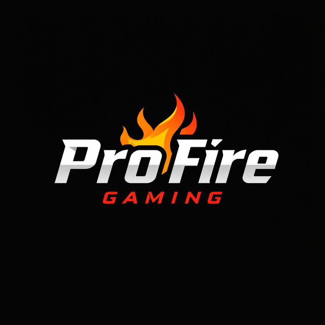A striking logo design for 'Pro Fire Gaming', featuring bold lettering in a dynamic and modern font