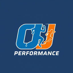 A logo design for a sports coaching company named OJ Performance, featuring a dynamic and modern style