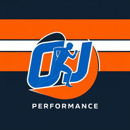 A logo design for a sports coaching company named OJ Performance, featuring a dynamic and modern style