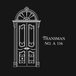 An illustration of a classic-style door featuring intricate and elegant ornamental details