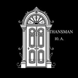 An illustration of a classic-style door featuring intricate and elegant ornamental details