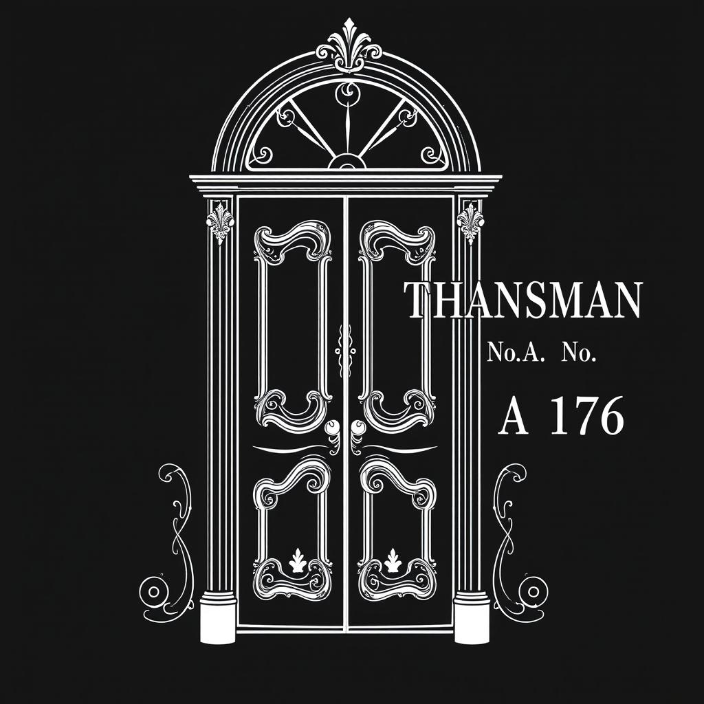 An illustration of a classic-style door featuring intricate and elegant ornamental details
