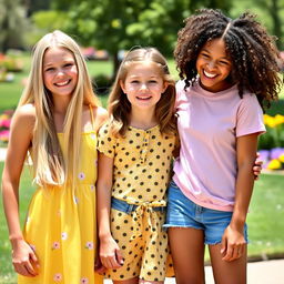 Three girls together in a lively setting