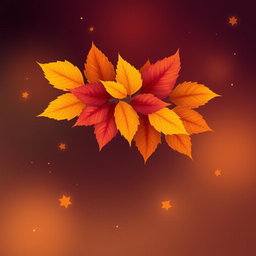 A beautiful illustration featuring vibrant autumn leaves prominently displayed in the center
