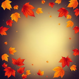 A beautiful illustration featuring vibrant autumn leaves prominently displayed in the center