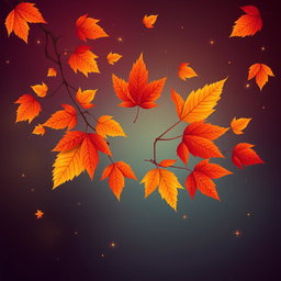 A beautiful illustration featuring vibrant autumn leaves prominently displayed in the center