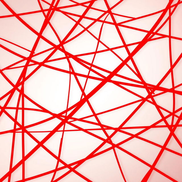 An abstract image featuring a collection of bold red lines creating intricate patterns across the canvas