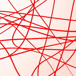 An abstract image featuring a collection of bold red lines creating intricate patterns across the canvas