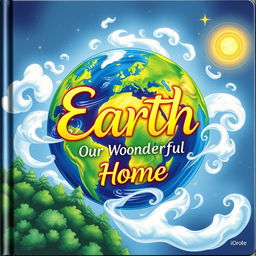 A beautifully drawn book cover featuring planet Earth, showcasing vibrant colors and intricate details