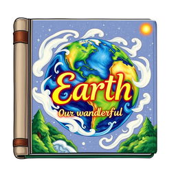 A beautifully drawn book cover featuring planet Earth, showcasing vibrant colors and intricate details