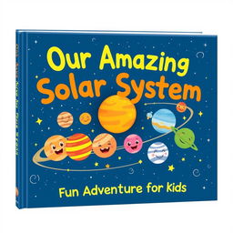 A beautifully illustrated book cover for the children’s book titled 'Our Amazing Solar System: A Fun Adventure for Kids'