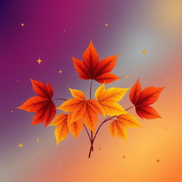 A vibrant illustration featuring autumn leaves prominently displayed in the center