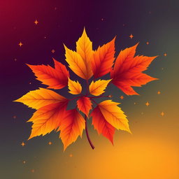 A vibrant illustration featuring autumn leaves prominently displayed in the center