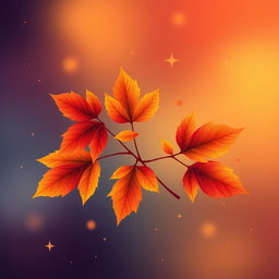 A vibrant illustration featuring autumn leaves prominently displayed in the center