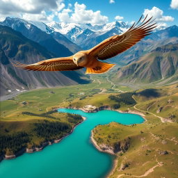 A stunning aerial view of Kyrgyzstan showcasing its breathtaking natural beauty