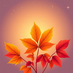 A vibrant illustration featuring autumn leaves prominently displayed in the center of the image
