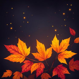 A captivating illustration featuring vibrant autumn leaves prominently displayed in the center of the image