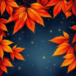 A captivating illustration featuring vibrant autumn leaves prominently displayed in the center of the image