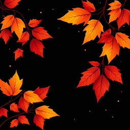 A striking illustration featuring vibrant autumn leaves prominently displayed in the center of the image