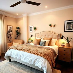A creatively designed bedroom that embodies a balance of affordability, elegance, and coziness