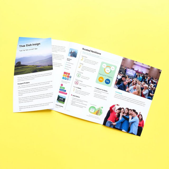 A neatly arranged tri-fold brochure that is completely unfolded, displaying three sections