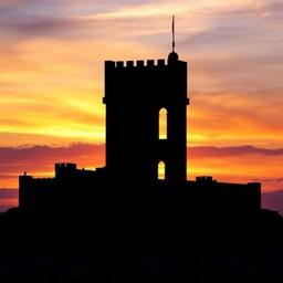 A captivating silhouette of Kizkalesi (Maiden's Castle) located near Mersin, set against a dramatic sunset sky