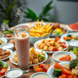 A beautifully arranged table setting overflowing with a variety of foods