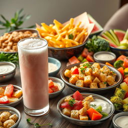 A beautifully arranged table setting overflowing with a variety of foods