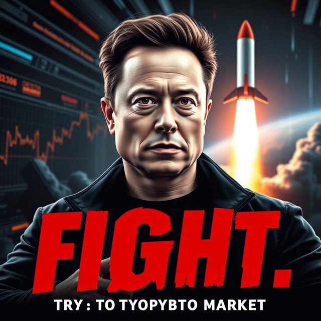 A dynamic and futuristic image featuring Elon Musk as the central figure, exuding confidence and a forward-looking attitude