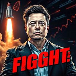 A dynamic and futuristic image featuring Elon Musk as the central figure, exuding confidence and a forward-looking attitude
