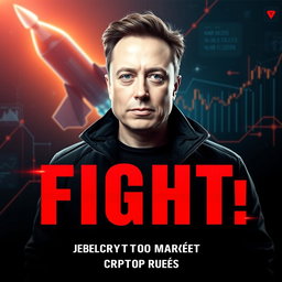 A dynamic and futuristic image featuring Elon Musk as the central figure, appearing confident and forward-looking