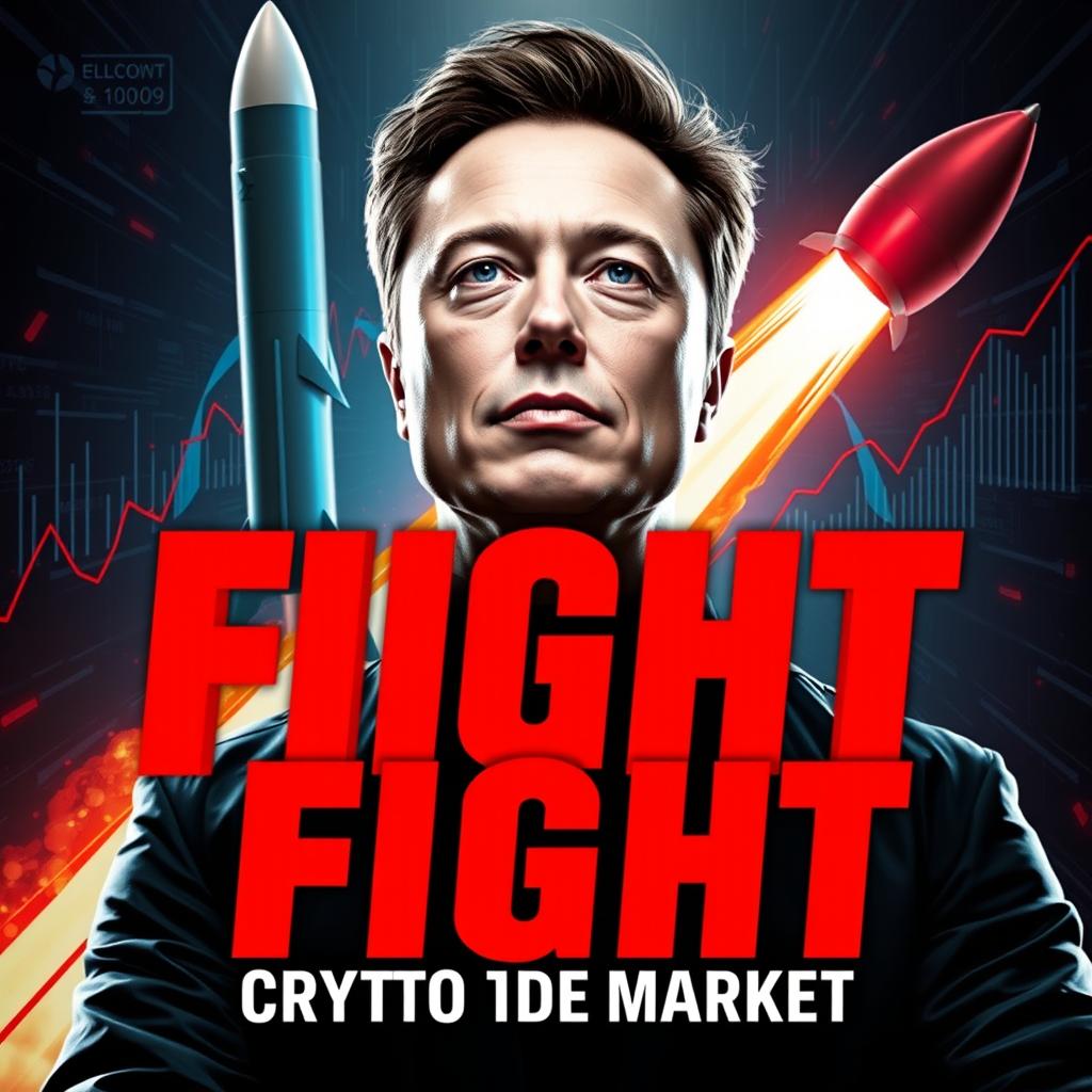 A dynamic and futuristic image featuring Elon Musk as the central figure, appearing confident and forward-looking