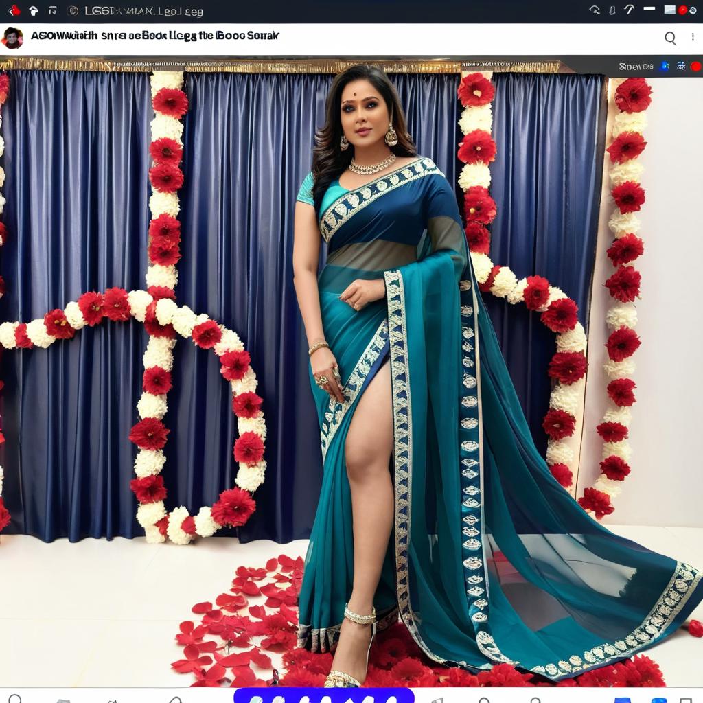 show max legs and keep the saree and show some boos
