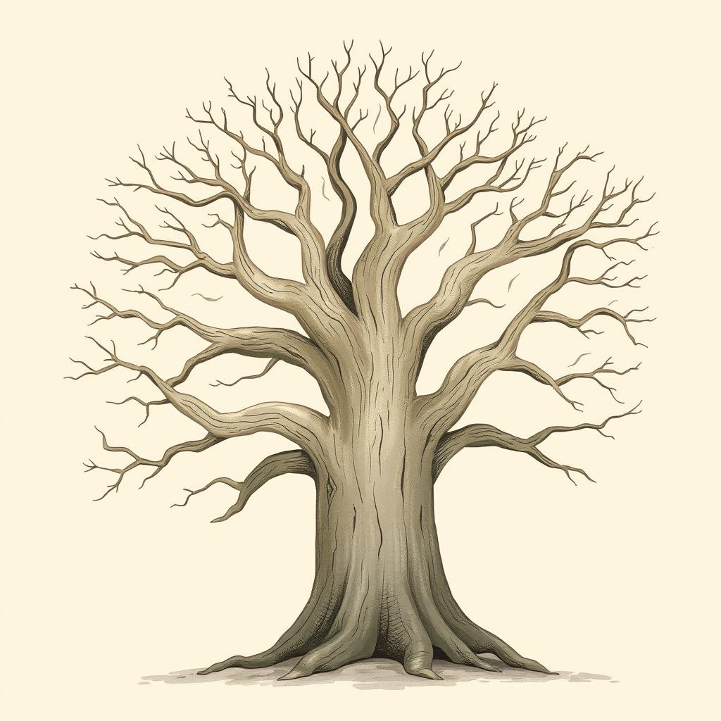 Whimsical Ancient Tree Illustration