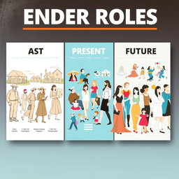 A visually engaging poster showcasing the evolution of gender roles through different historical periods