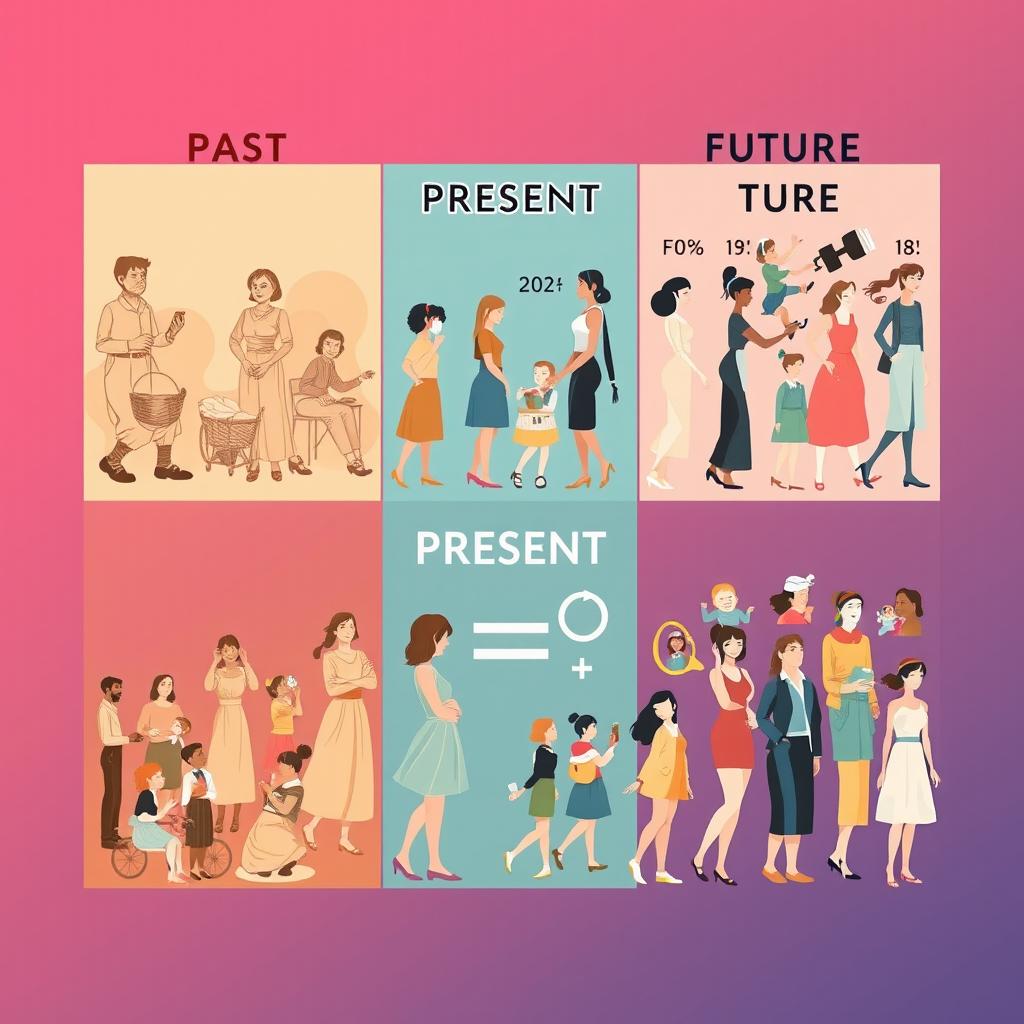 A visually engaging poster showcasing the evolution of gender roles through different historical periods