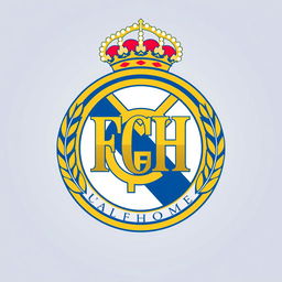 A custom soccer club logo for 'FCH Homie', designed in the style of the famous Real Madrid logo