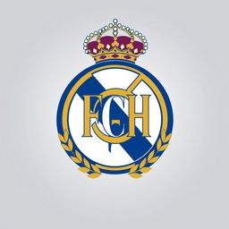 A custom soccer club logo for 'FCH Homie', designed in the style of the famous Real Madrid logo
