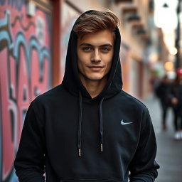 A stylish and modern black hoodie, featuring a soft fabric texture with a cozy fit